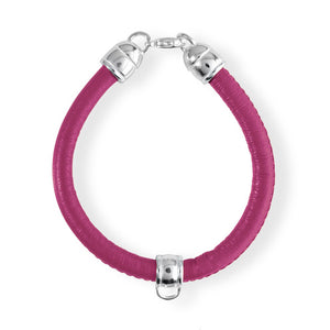 Dickes Lederarmband berry mit Charmträger aus Silber und Karabiner Länge 21 cm