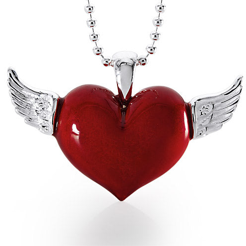 Schmuck – und Großer Flügeln Herz Anhänger aus Brandlack mit Silber Heartbreaker